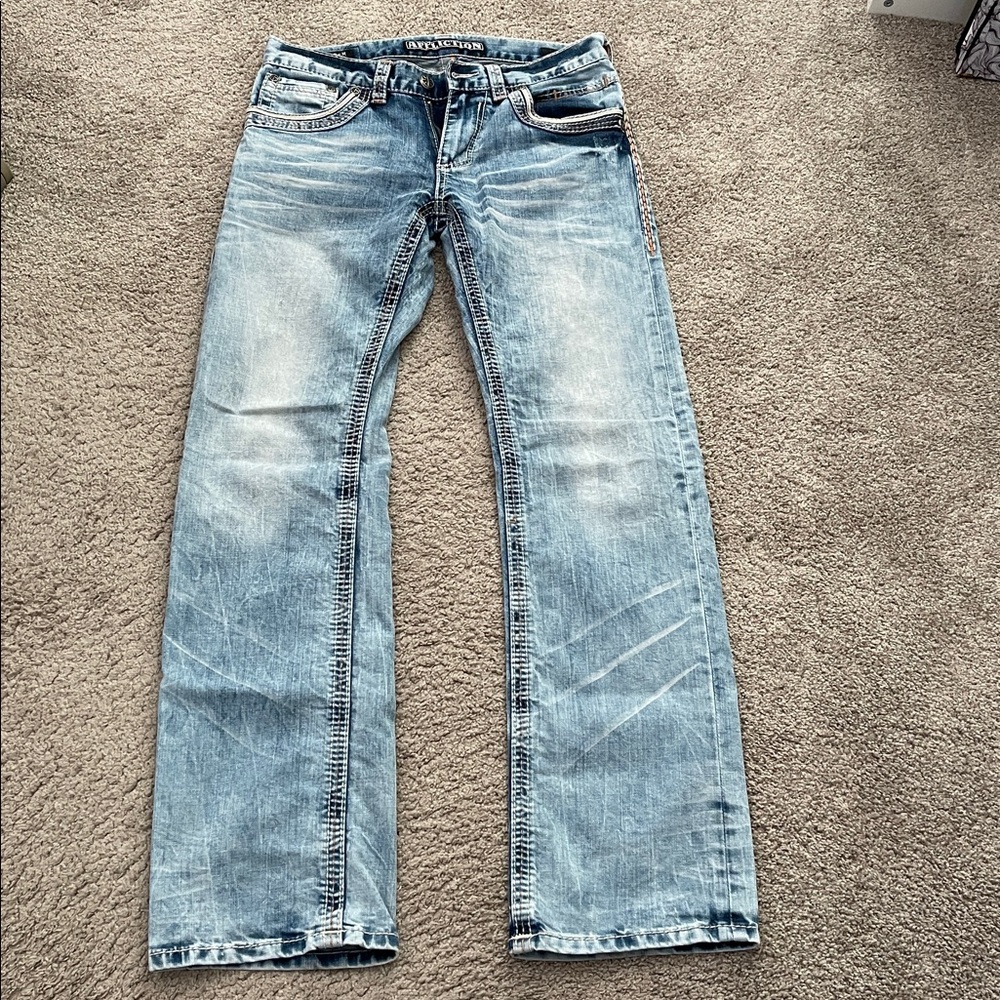 Affliction Faded Blue Denim Jeans Cooper